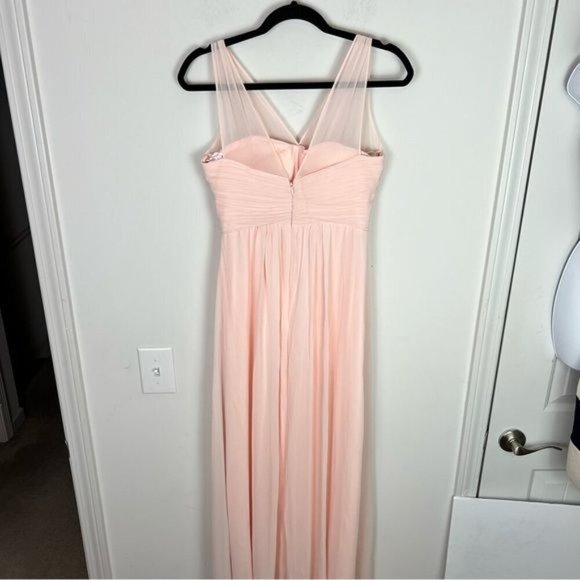 Samantha Paige Womens Formal Maxi Dress size 2 Pink A Line Chiffon Bridesmaid - Picture 7 of 10